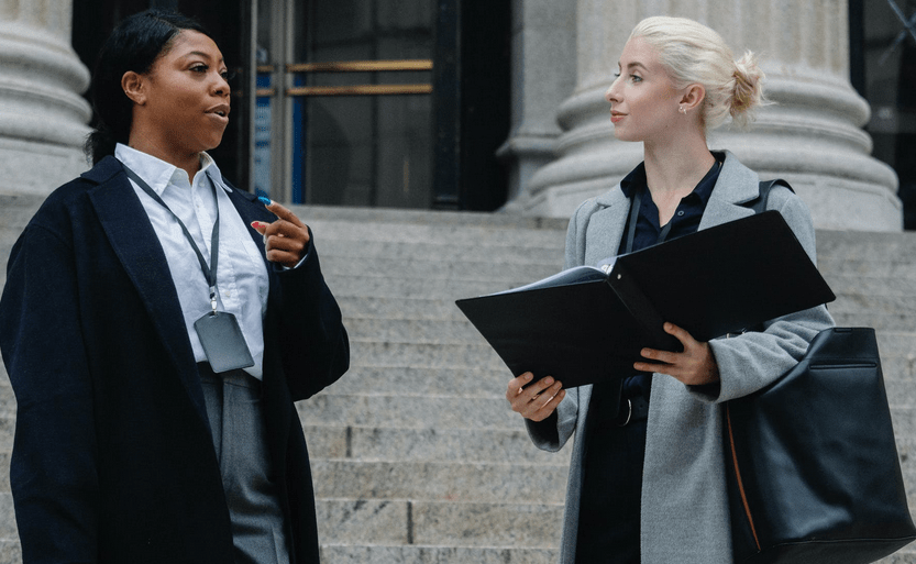 women out side court